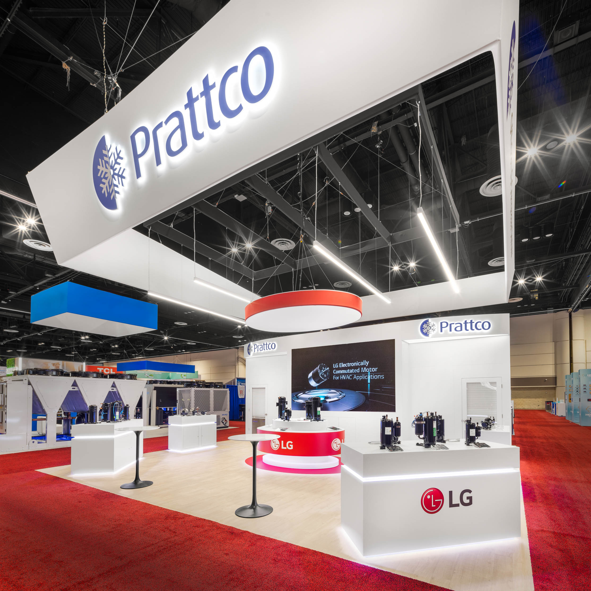 Prattco custom island exhibit booth at the AHR trade show