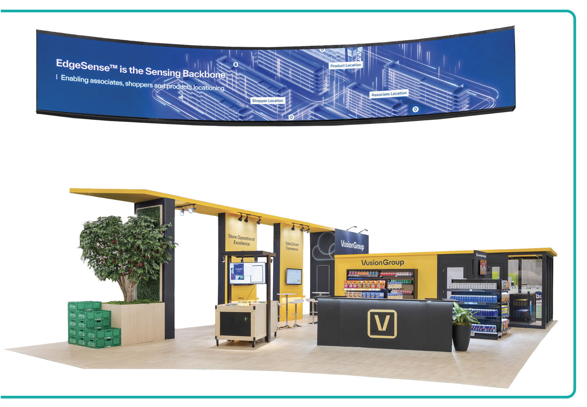 Vusion Group custom rental island exhibit at the Grocery Shop trade show