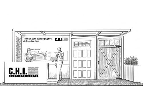 CHI Overhead Doors Line Drawing